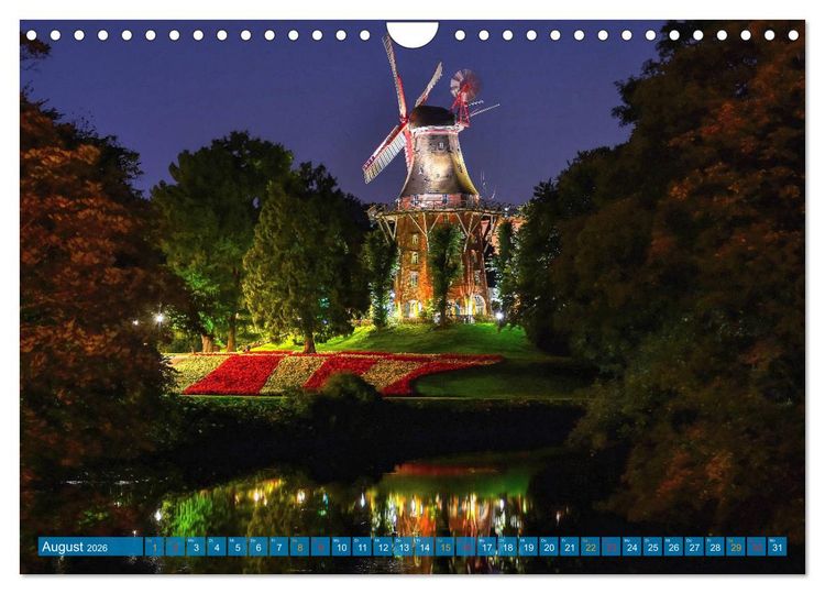 Produktbild: Hansestadt Bremen zur blauen Stunde (Wandkalender 2026 DIN A4 quer), CALVENDO Monatskalender