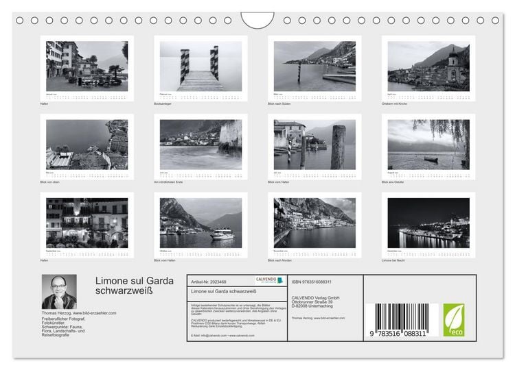 Produktbild: Limone sul Garda schwarzwei&szlig; (Wandkalender 2026 DIN A4 quer), CALVENDO Monatskalender