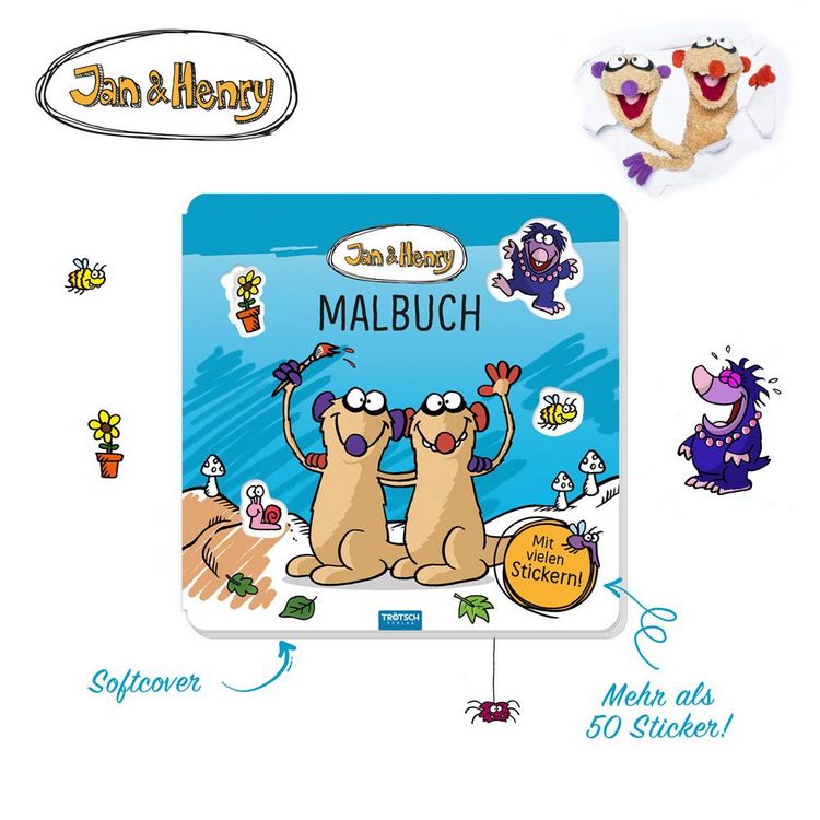 Produktbild: Tr&ouml;tsch Jan und Henry Malbuch mit Stickern