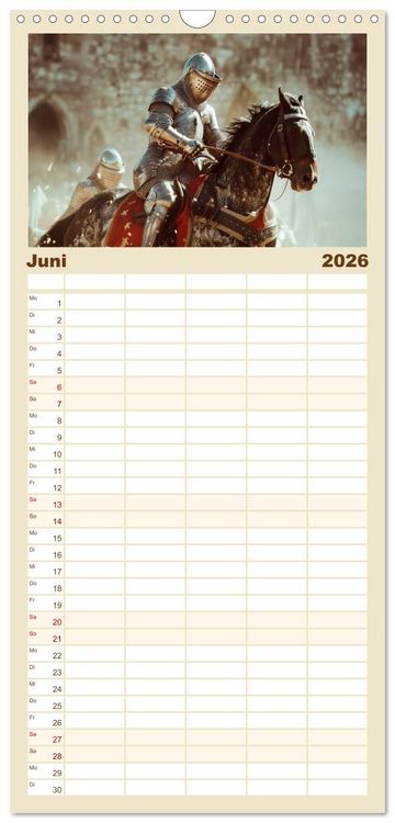 Produktbild: Familienplaner 2026 - Ritter - Legenden aus Stahl und Ehre mit 5 Spalten (Wandkalender, 21 x 45 cm) CALVENDO