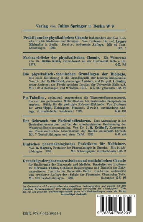 Produktbild: Einf&uuml;hrung in die Physikalische Chemie f&uuml;r Biochemiker, Mediziner, Pharmazeuten und Naturwissenschaftler