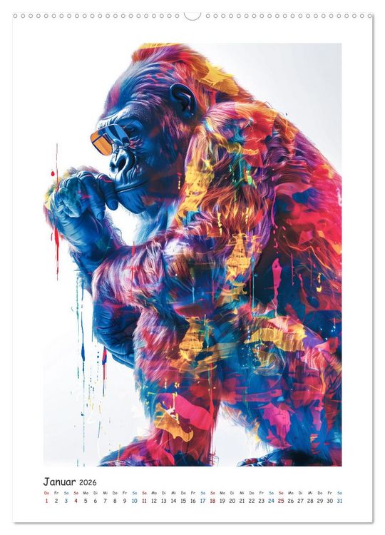 Produktbild: Tierische Kunst (hochwertiger Premium Wandkalender 2026 DIN A2 hoch), Kunstdruck in Hochglanz