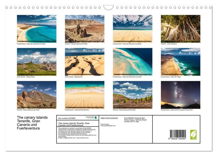 Produktbild: The canary islands Tenerife, Gran Canaria und Fuerteventura (Wall Calendar 2026 DIN A3 landscape), CALVENDO 12 Month Wall Calendar