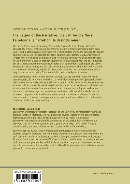 Produktbild: The Return of the Narrative: the Call for the Novel- Le retour &agrave; la narration : le d&eacute;sir du roman