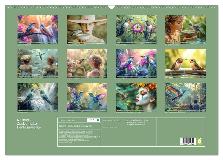 Produktbild: Kolibris - Zauberhafte Fantasiewerke (Wandkalender 2026 DIN A2 quer), CALVENDO Monatskalender
