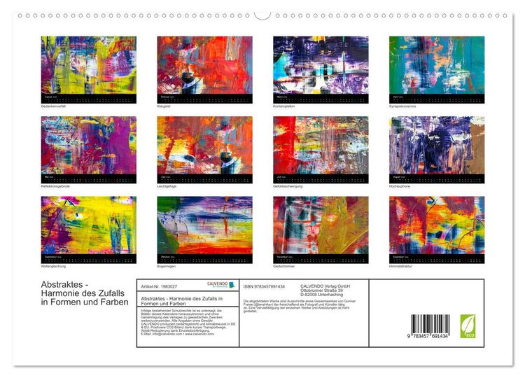 Produktbild: Abstraktes - Harmonie des Zufalls in Formen und Farben (hochwertiger Premium Wandkalender 2026 DIN A2 quer), Kunstdruck in Hochglanz