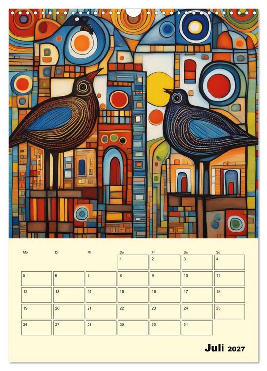 Produktbild: Farbenfrohe Tiermalerei (Wandkalender 2027 DIN A3 hoch), CALVENDO Monatskalender