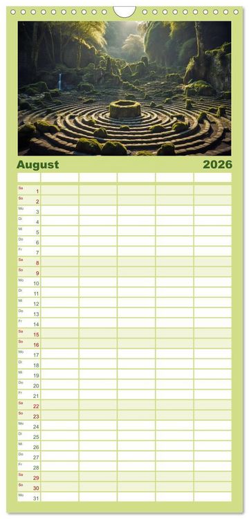 Produktbild: Familienplaner 2026 - Irrg&auml;rten und Labyrinthe mit 5 Spalten (Wandkalender, 21 x 45 cm) CALVENDO