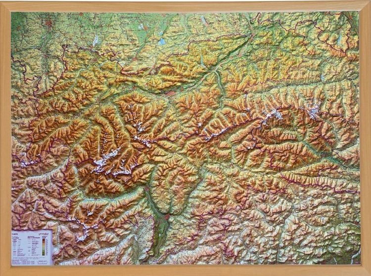 Produktbild: Relief Tirol 1:325.000 mit Naturholzrahmen