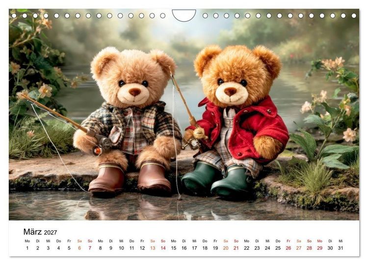 Produktbild: Teddyb&auml;ren - im Doppelpack durchs Jahr (Wandkalender 2027 DIN A4 quer), CALVENDO Monatskalender