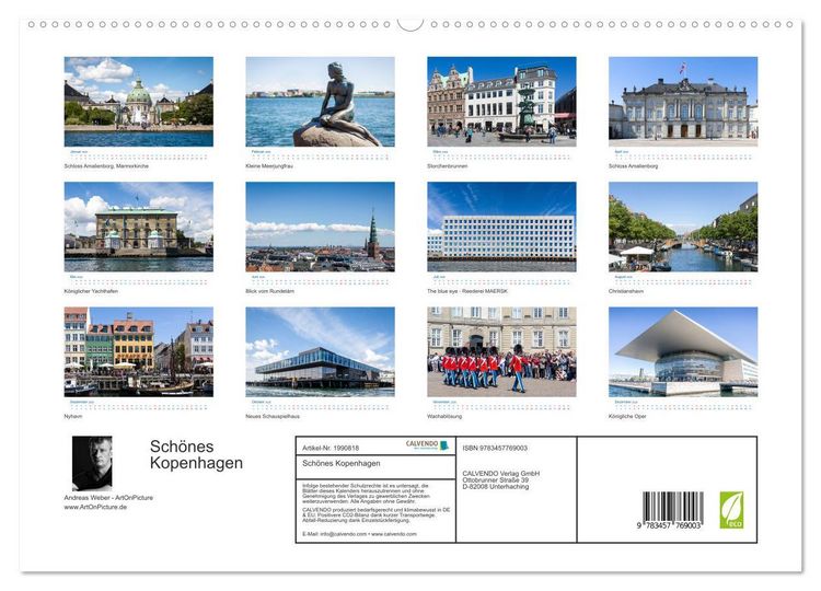 Produktbild: Sch&ouml;nes Kopenhagen (hochwertiger Premium Wandkalender 2026 DIN A2 quer), Kunstdruck in Hochglanz