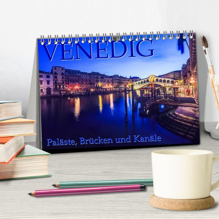 Produktbild: Venedig - Pal&auml;ste, Br&uuml;cken und Kan&auml;le (Tischkalender 2026 DIN A5 quer), CALVENDO Monatskalender