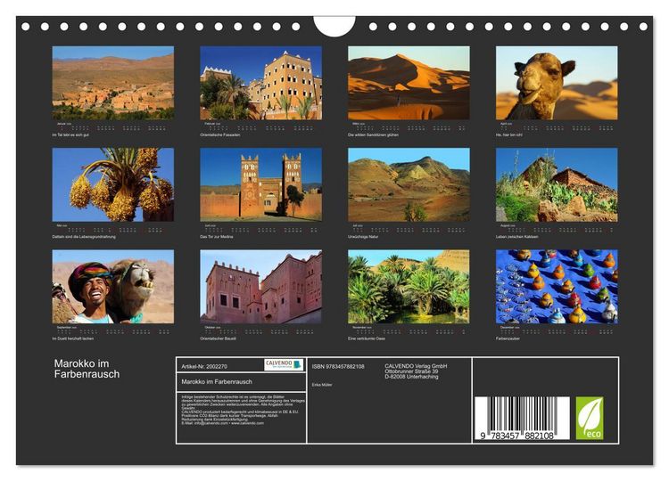 Produktbild: Marokko im Farbenrausch (Wandkalender 2026 DIN A4 quer), CALVENDO Monatskalender