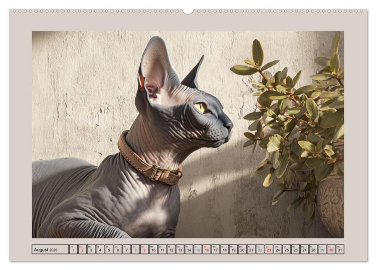 Produktbild: Sphinx Katzen. Eleganz auf leisen Pfoten (hochwertiger Premium Wandkalender 2026 DIN A2 quer), Kunstdruck in Hochglanz