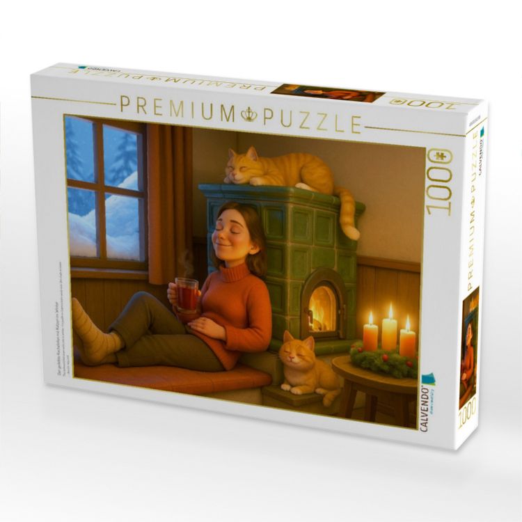Produktbild: CALVENDO Puzzle Der geliebte Kachelofen mit Katzen im Winter | 1000 Teile Lege-Gr&ouml;&szlig;e 64x48cm Foto-Puzzle f&uuml;r gl&uuml;ckliche Stunden