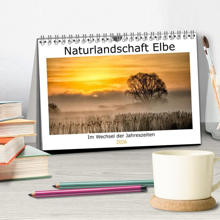 Produktbild: Naturlandschaft Elbe - Im Wechsel der Jahreszeiten (Tischkalender 2026 DIN A5 quer), CALVENDO Monatskalender