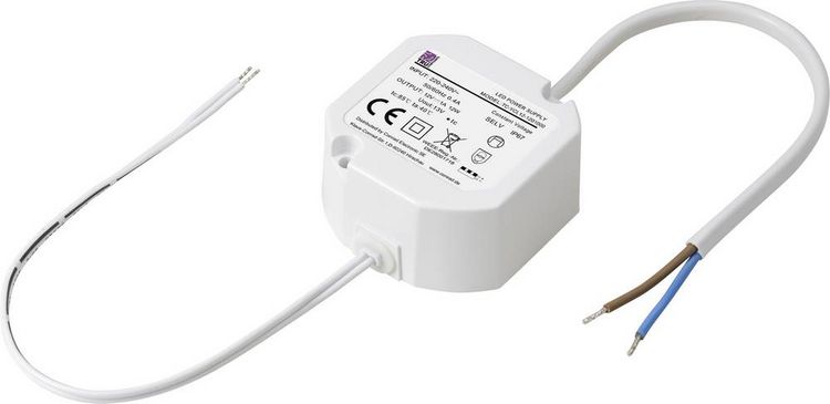 Produktbild: TRU COMPONENTS TC-YCL12-1201000（Round shape) LED-Trafo Konstantspannung 12 W 1.0 A 12 V/DC nicht dimmbar, Montage auf entflammbaren Oberfl&auml;chen 1