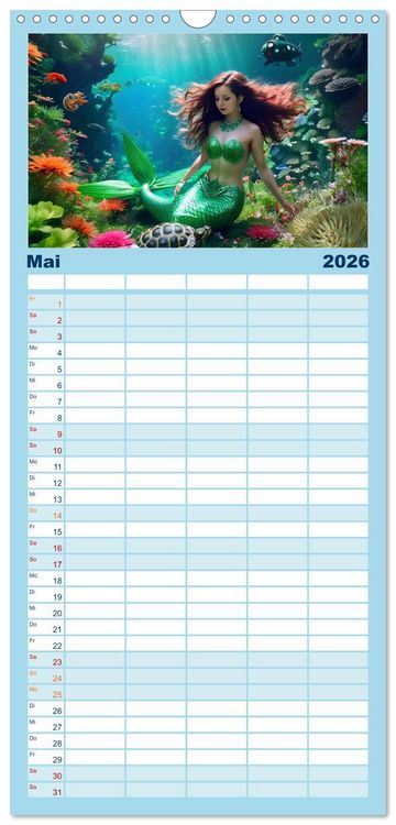 Produktbild: Familienplaner 2026 - Meerjungfrauen in mystischen Unterwasserwelten mit 5 Spalten (Wandkalender, 21 x 45 cm) CALVENDO