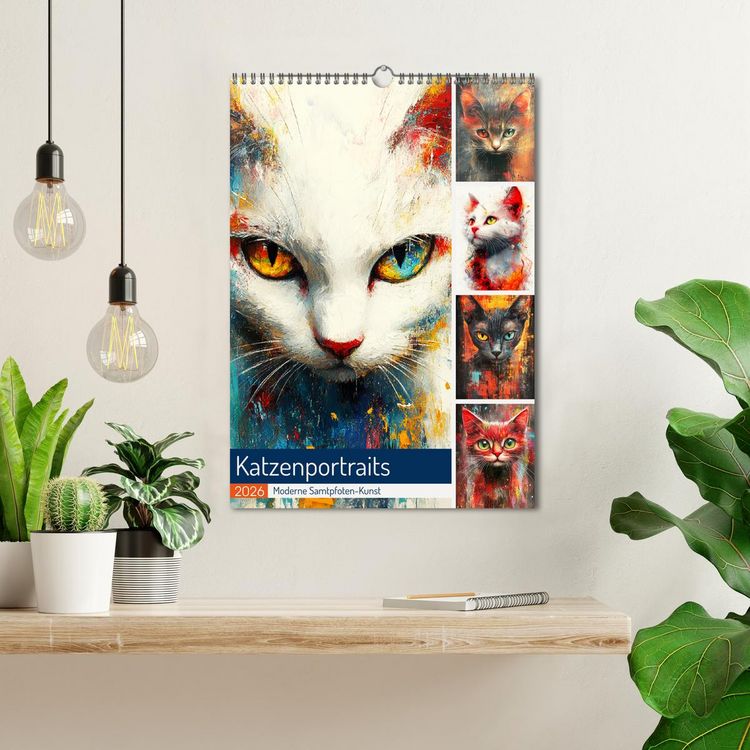 Produktbild: Katzenportraits. Moderne Samtpfoten-Kunst (Wandkalender 2026 DIN A3 hoch), CALVENDO Monatskalender