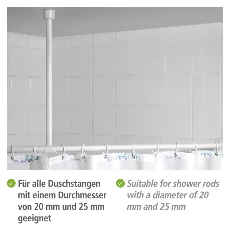 Produktbild: Deckenst&uuml;tze f&uuml;r Duschstange Wei&szlig; 57 cm, f&uuml;r Stangen mit &Oslash; 2 / 2,5 cm
