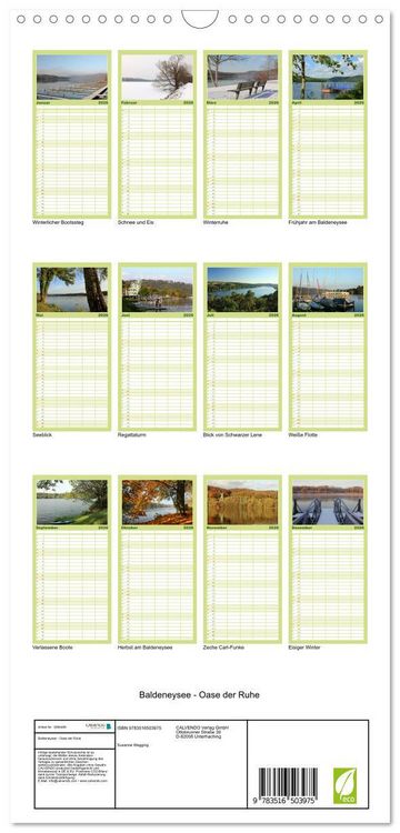 Produktbild: Familienplaner 2026 - Baldeneysee - Oase der Ruhe mit 5 Spalten (Wandkalender, 21 x 45 cm) CALVENDO