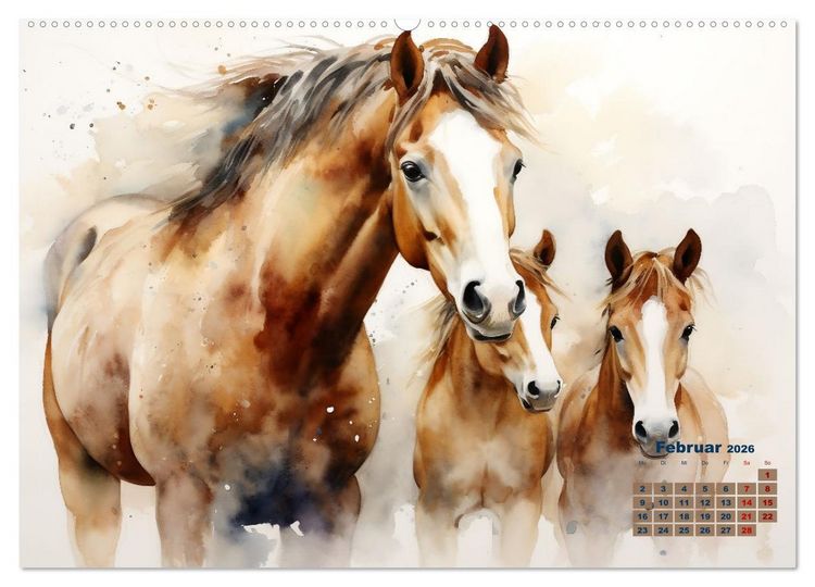 Produktbild: Kraftpakete in Aquarell (hochwertiger Premium Wandkalender 2026 DIN A2 quer), Kunstdruck in Hochglanz