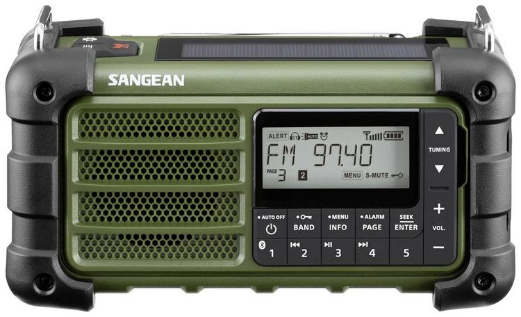 Produktbild: Sangean MMR-99 FM Green Outdoorradio UKW, MW Notfallradio, Bluetooth&reg; Solarpanel, spritzwassergesch&uuml;tzt, staubdicht Gr&uuml;n