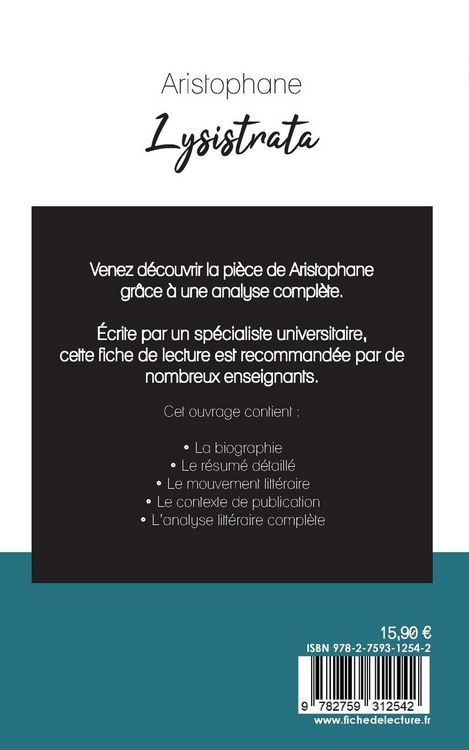 Produktbild: Lysistrata de Aristophane (fiche de lecture et analyse compl&egrave;te de l'oeuvre)
