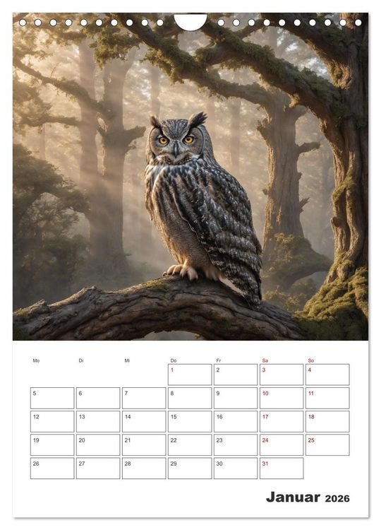 Produktbild: Eulen und K&auml;uze - Diese Wesen der Nacht (Wandkalender 2026 DIN A4 hoch), CALVENDO Monatskalender