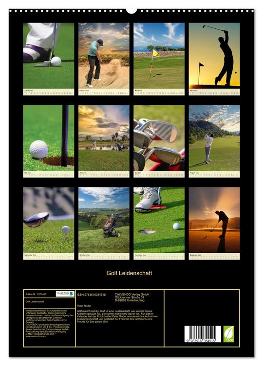 Produktbild: Golf Leidenschaft (Wandkalender 2026 DIN A2 hoch), CALVENDO Monatskalender