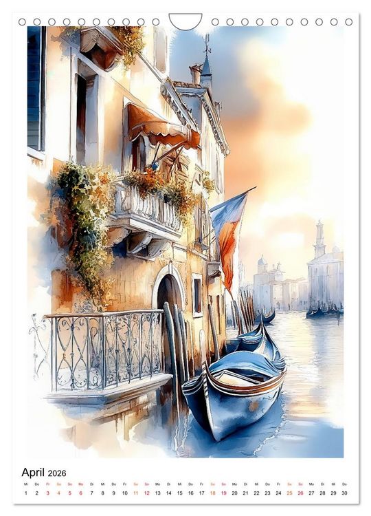 Produktbild: Venedig - Br&uuml;cken, Kan&auml;le, Gondeln (Wandkalender 2026 DIN A4 hoch), CALVENDO Monatskalender