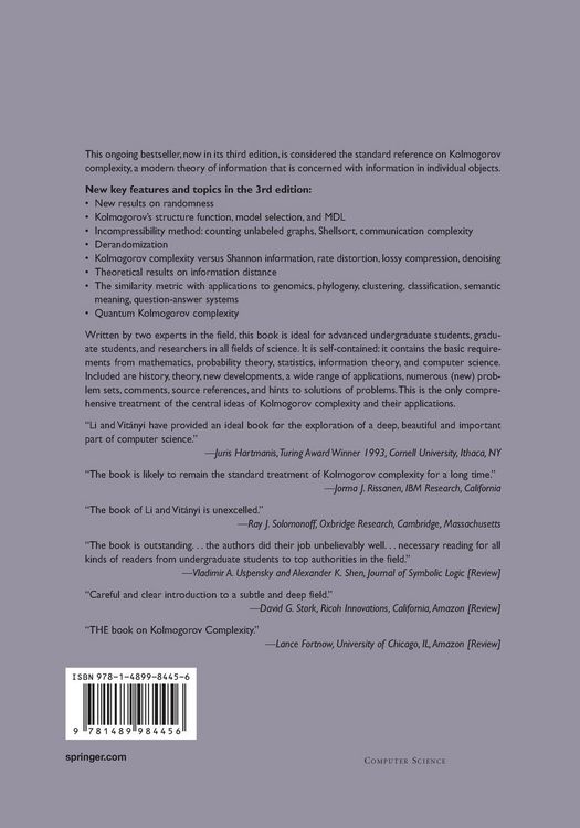 Produktbild: An Introduction to Kolmogorov Complexity and Its Applications