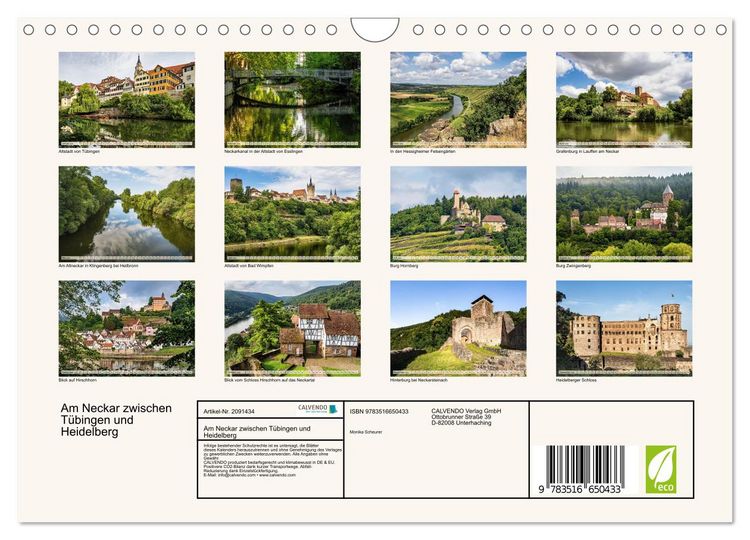 Produktbild: Am Neckar zwischen T&uuml;bingen und Heidelberg (Wandkalender 2026 DIN A4 quer), CALVENDO Monatskalender