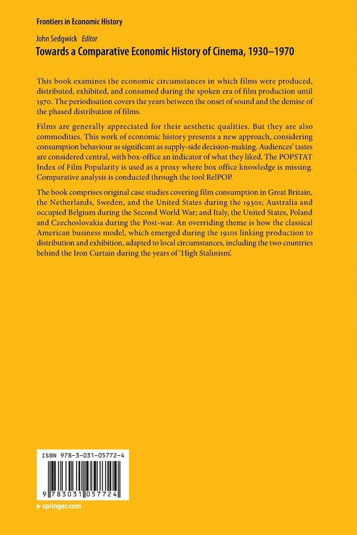 Produktbild: Towards a Comparative Economic History of Cinema, 1930&ndash;1970