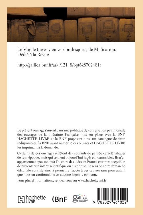 Produktbild: Le Virgile travesty en vers burlesques, d&eacute;di&eacute; &agrave; la Reyne