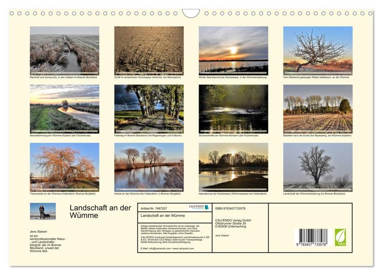 Produktbild: Landschaft an der W&uuml;mme (Wandkalender 2026 DIN A3 quer), CALVENDO Monatskalender