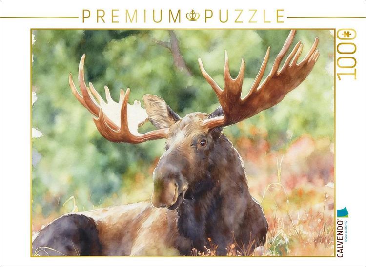 Produktbild: CALVENDO Puzzle Ruhender Elch | 1000 Teile Lege-Gr&ouml;&szlig;e 64x48cm Foto-Puzzle f&uuml;r gl&uuml;ckliche Stunden