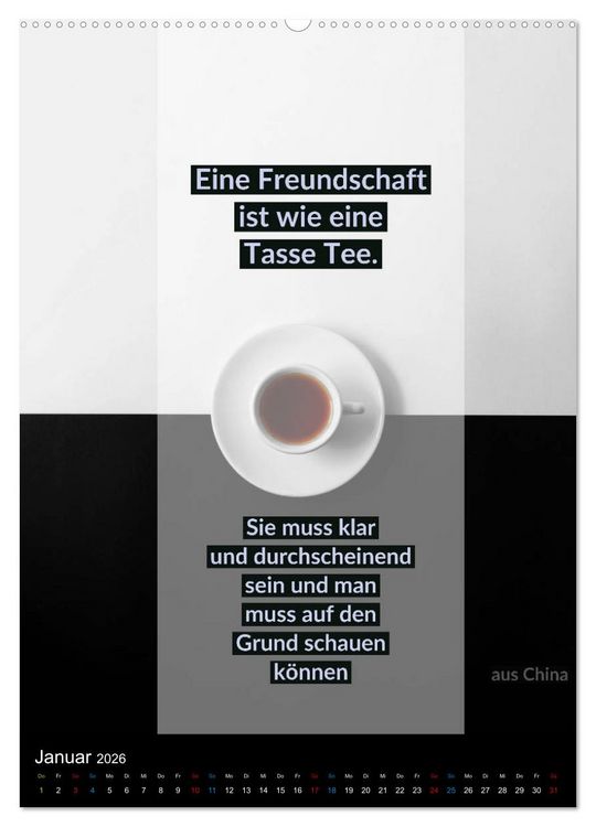 Produktbild: TEE Weisheiten und Zitate (Wandkalender 2026 DIN A2 hoch), CALVENDO Monatskalender