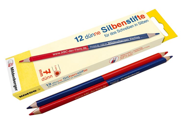 Produktbild: 12 d&uuml;nne Silbenstifte f&uuml;r das Schreiben in Silben