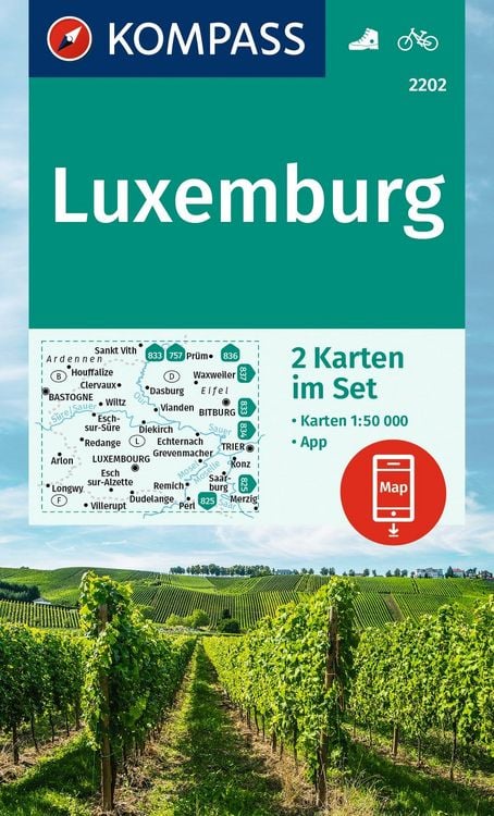 Produktbild: KOMPASS Wanderkarten-Set 2202 Luxemburg (2 Karten) 1:50.000