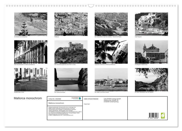 Produktbild: Mallorca monochrom (Wandkalender 2026 DIN A2 quer), CALVENDO Monatskalender