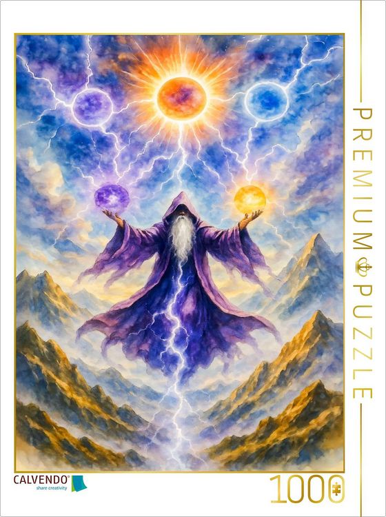 Produktbild: CALVENDO Puzzle Keltischer Druide ruft kosmische Magiekr&auml;fte | 1000 Teile Lege-Gr&ouml;&szlig;e 64x48cm Foto-Puzzle f&uuml;r gl&uuml;ckliche Stunden