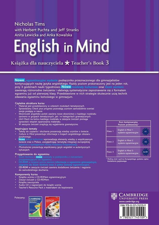 Produktbild: Tims, N: English in Mind Level 3 Teacher's Book Polish Exam