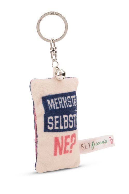 Produktbild: Schl&uuml;sselanh&auml;nger Mini Pl&uuml;schkissen Merkste selbst, ne? m. Gl&ouml;ckchen