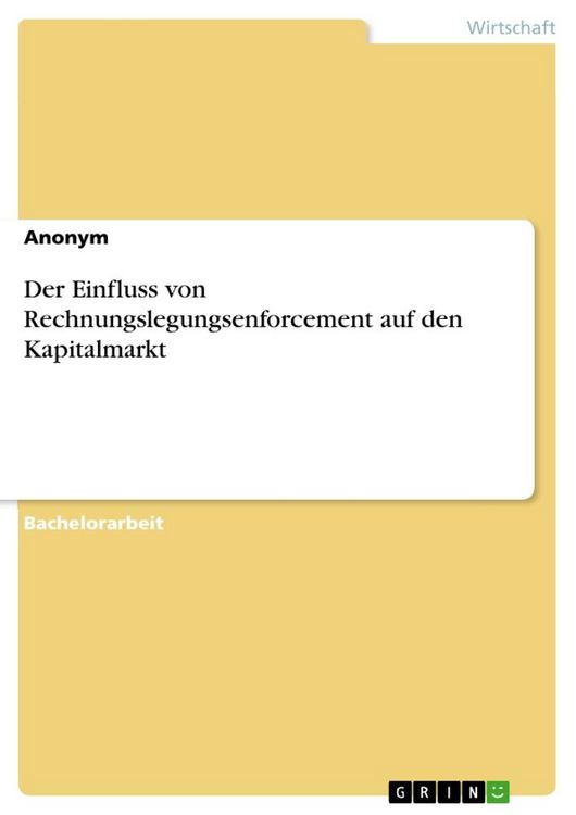 Produktbild: Der Einfluss von Rechnungslegungsenforcement auf den Kapitalmarkt