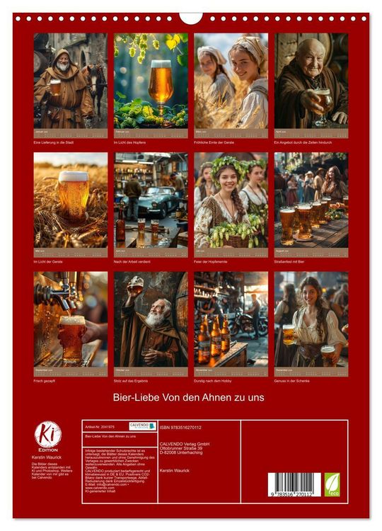 Produktbild: Bier-Liebe Von den Ahnen zu uns (Wandkalender 2026 DIN A3 hoch), CALVENDO Monatskalender
