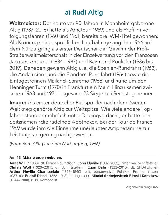 Produktbild: Allgemeinbildung Tagesabrei&szlig;kalender 2027 - Das t&auml;gliche Wissens-Quiz