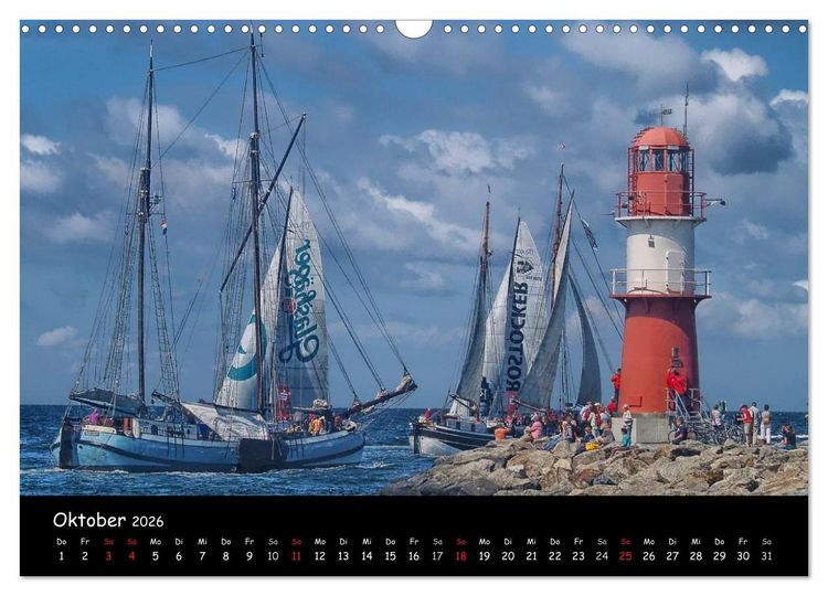 Produktbild: Windjammer vor Warnem&uuml;nde (Wandkalender 2026 DIN A3 quer), CALVENDO Monatskalender