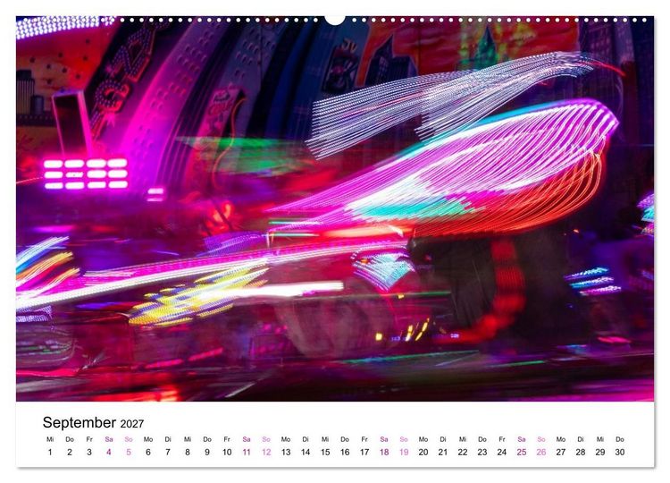 Produktbild: Lichter des Jahrmarkts in Langzeitbelichtung (hochwertiger Premium Wandkalender 2027 DIN A2 quer), Kunstdruck in Hochglanz