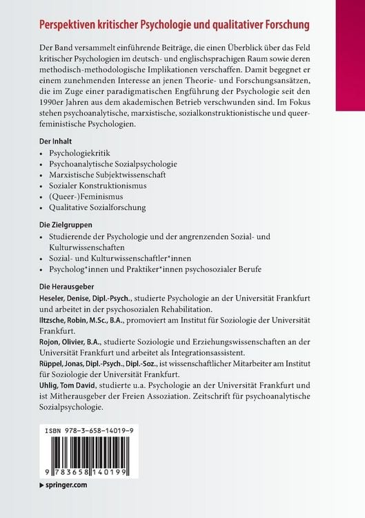 Produktbild: Perspektiven kritischer Psychologie und qualitativer Forschung